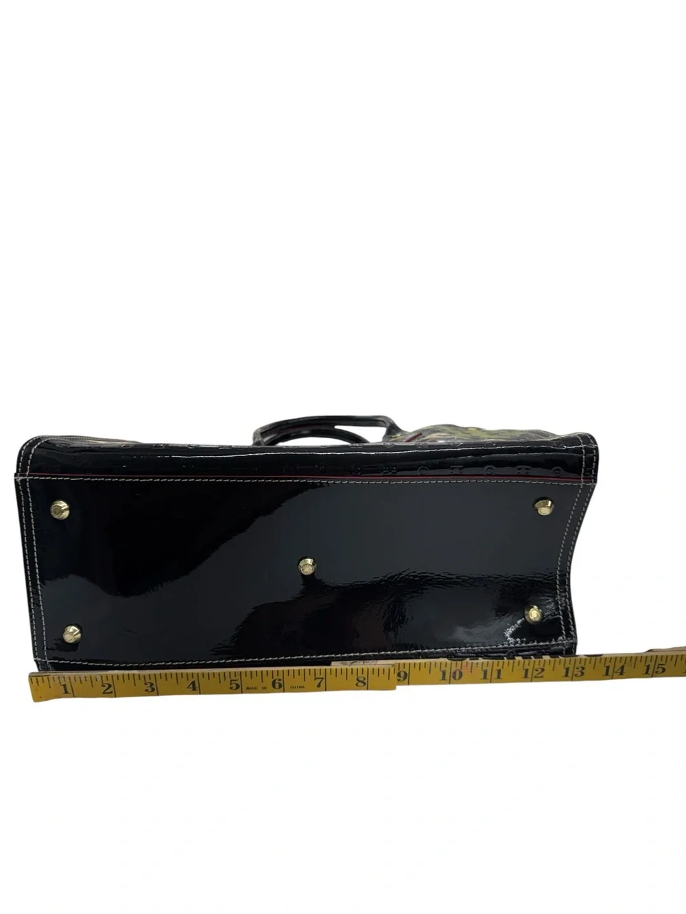 Arcadia Italian Satchel Black Patent & Python Accents Leather